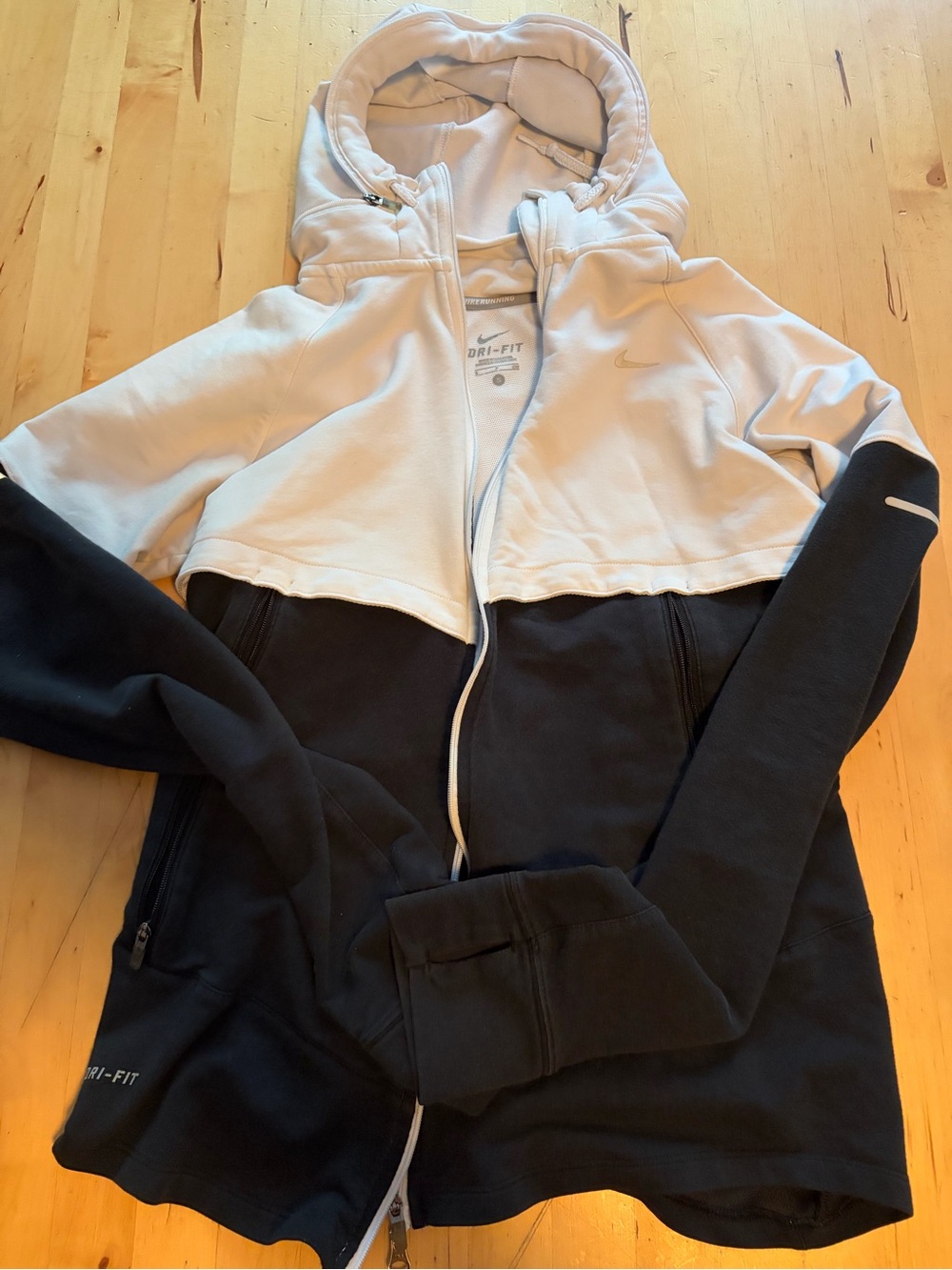 Nike Dri-FIT Tech Two-Tone Black and Light Gray Zip Hoodie